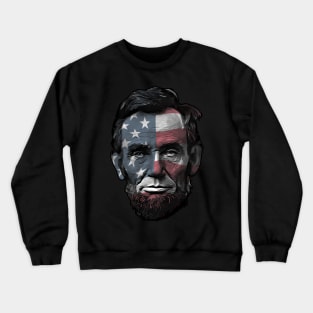 President Abraham Abe Lincoln with USA Flag Overlay Crewneck Sweatshirt